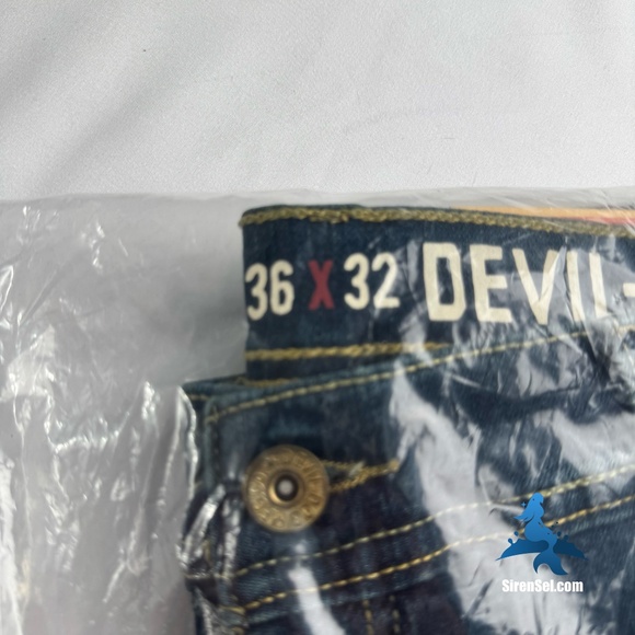 1118 NWT Devil-Dog Dungarees Slim Straight Jeans -  Size 36Wx32L - Blue - Moore - Picture 7 of 12